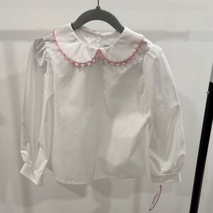 Funtasia Too… White and Pink Kids Shirt with Peter Pan Collar nwt size 5